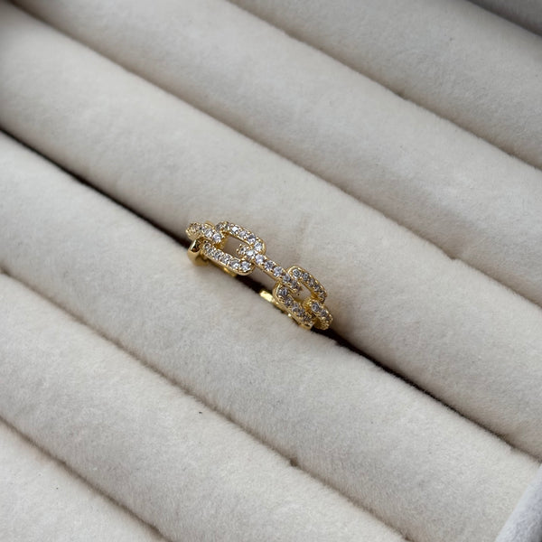 Linked Rhinestone Adjustable Ring
