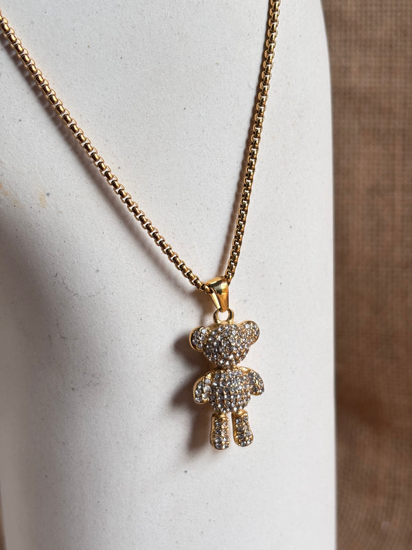 Teddy Bear Studded Necklace